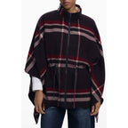 Black polyester women's poncho by Desigual, featuring a relaxed fit and stylish design, displayed on a plain background.
