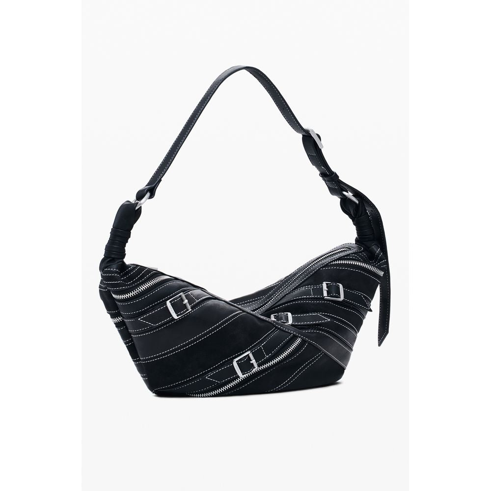 Desigual Nero Poliuretano Women Shoulder Bag Desigual
