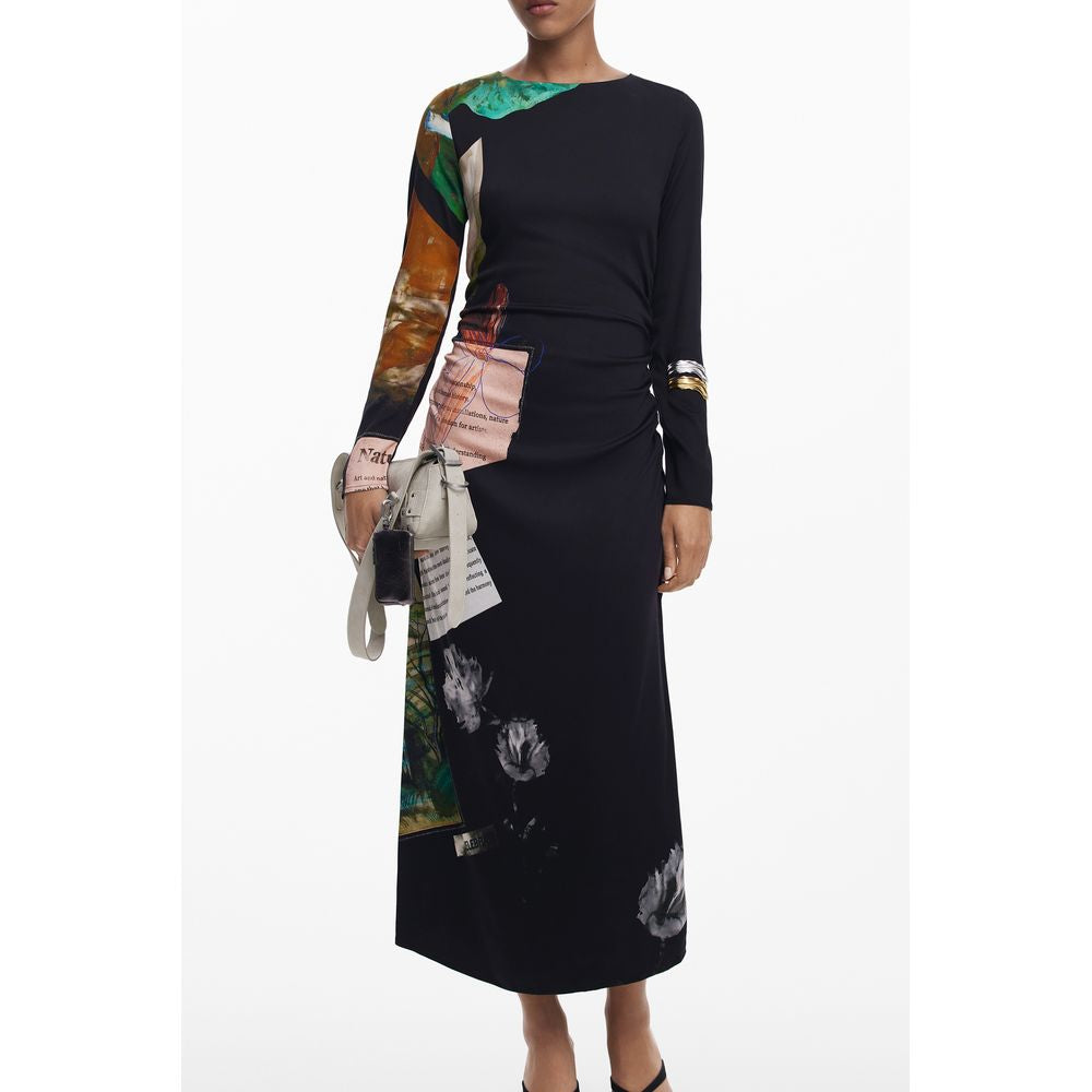 Desigual Nero viscose women's long dress with flowing fabric and elegant design, perfect for casual or formal occasions.