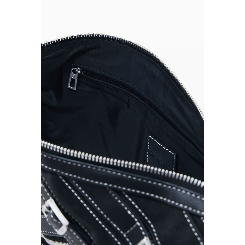 Desigual Nero Poliuretano Women Shoulder Bag Desigual