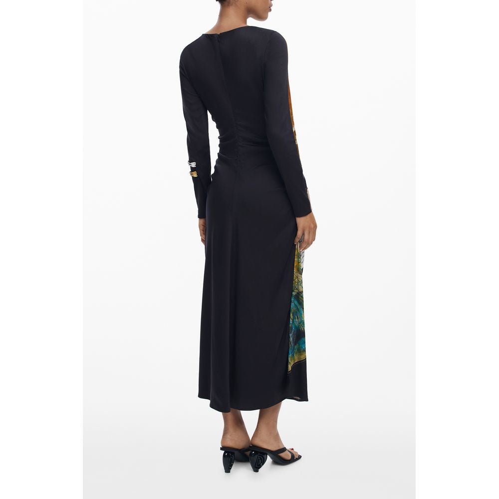 Desigual Nero viscose women's long dress with a flowing silhouette and stylish design, perfect for casual or dressy occasions.