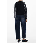 Desigual black polyester women's sweater with a relaxed fit and subtle textured pattern, perfect for casual wear.