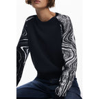 Desigual black polyester women's sweater with a relaxed fit and subtle textured design, displayed on a neutral background.