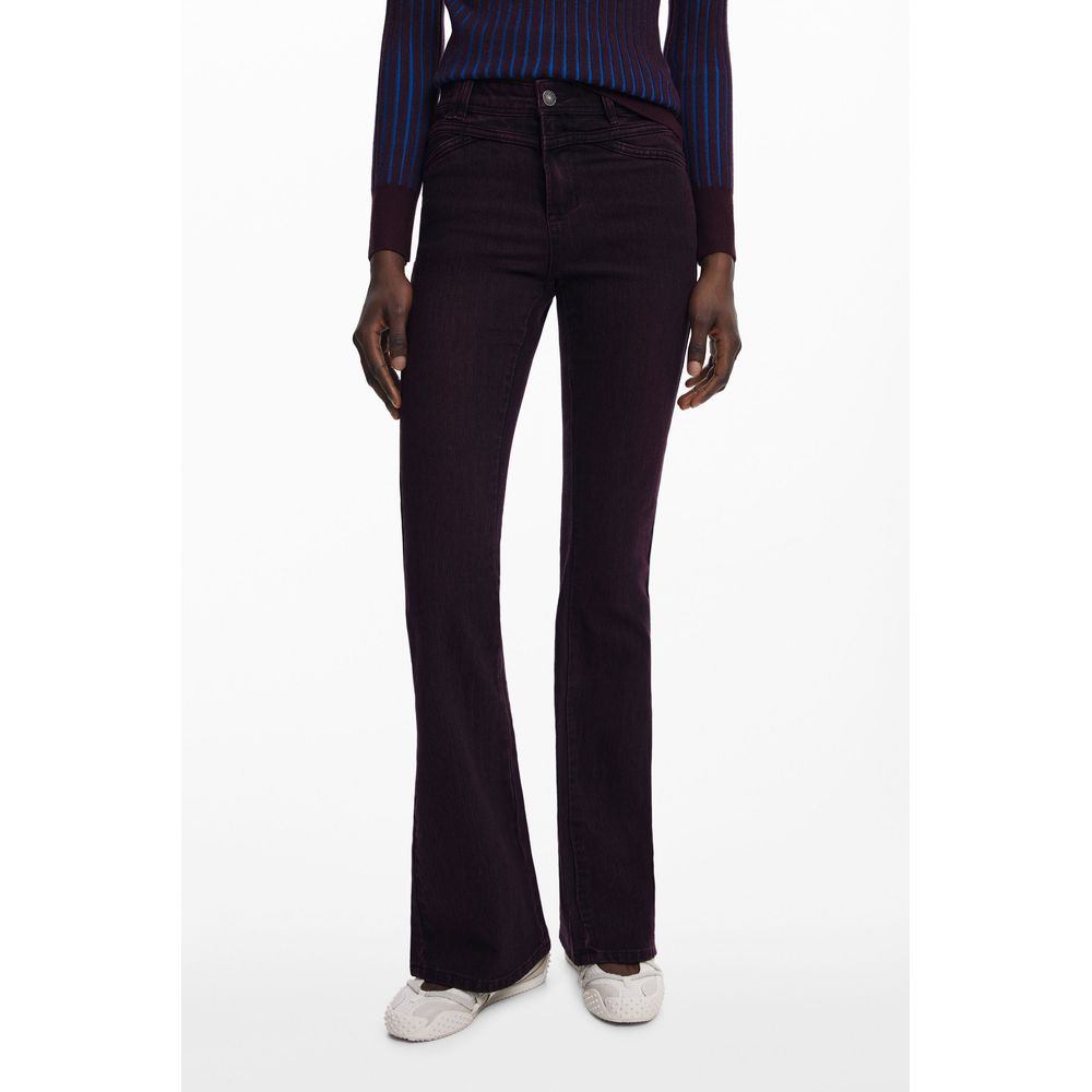 Desigual Viola cotton women's jeans featuring classic fit and blue denim fabric, displayed on a hanger.