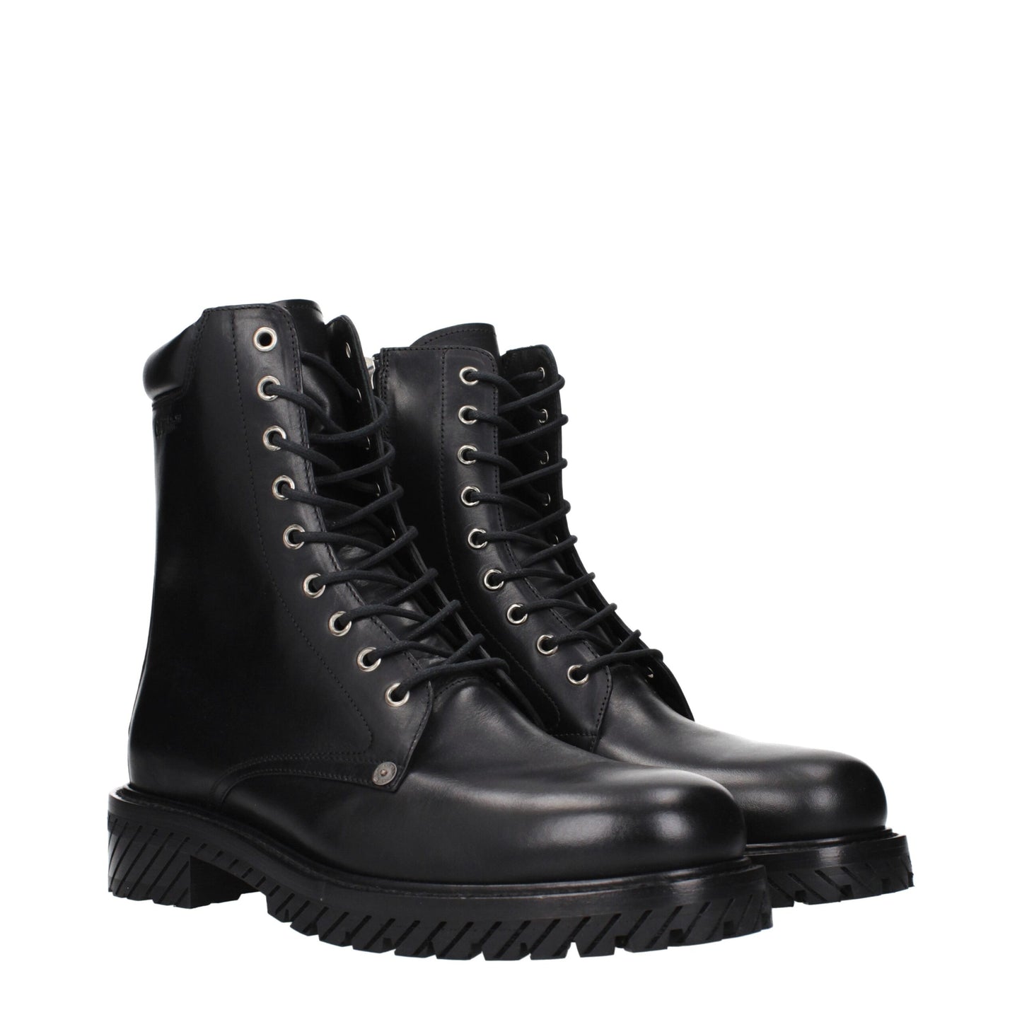 Off-White Black Leather Ankle Boots Off-White