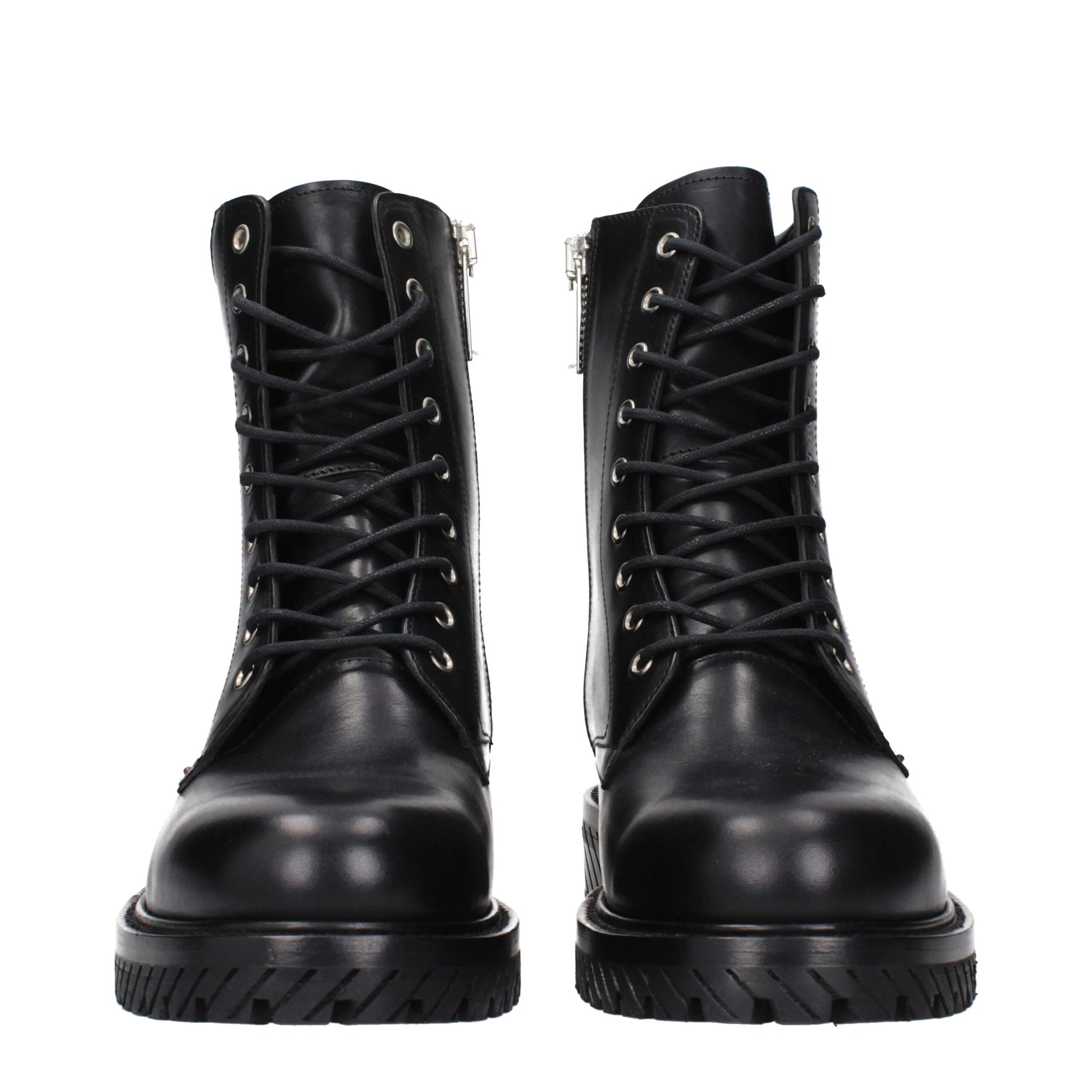 Off-White Black Leather Ankle Boots Off-White