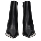 Black leather ankle boots by Off-White featuring sleek design and signature branding, perfect for stylish everyday wear.