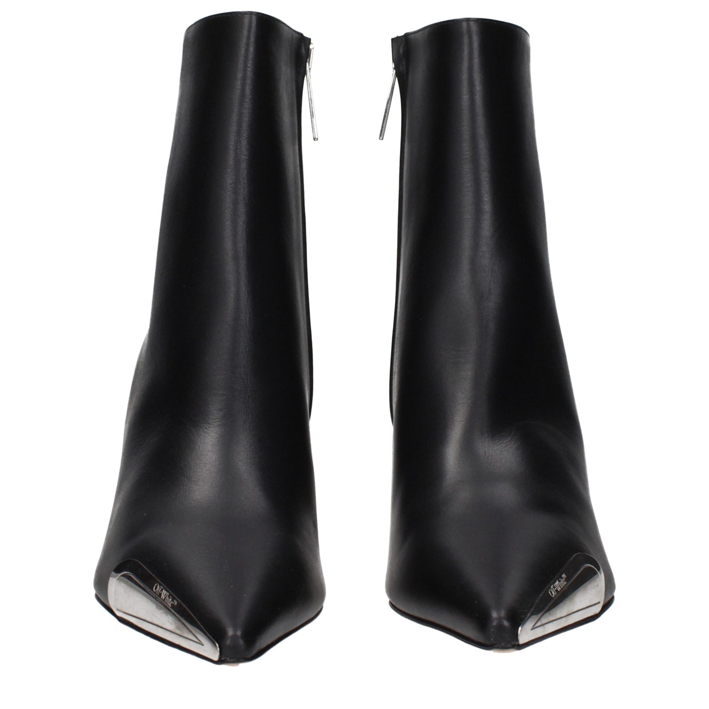 Off-White Black Leather Ankle Boots Off-White