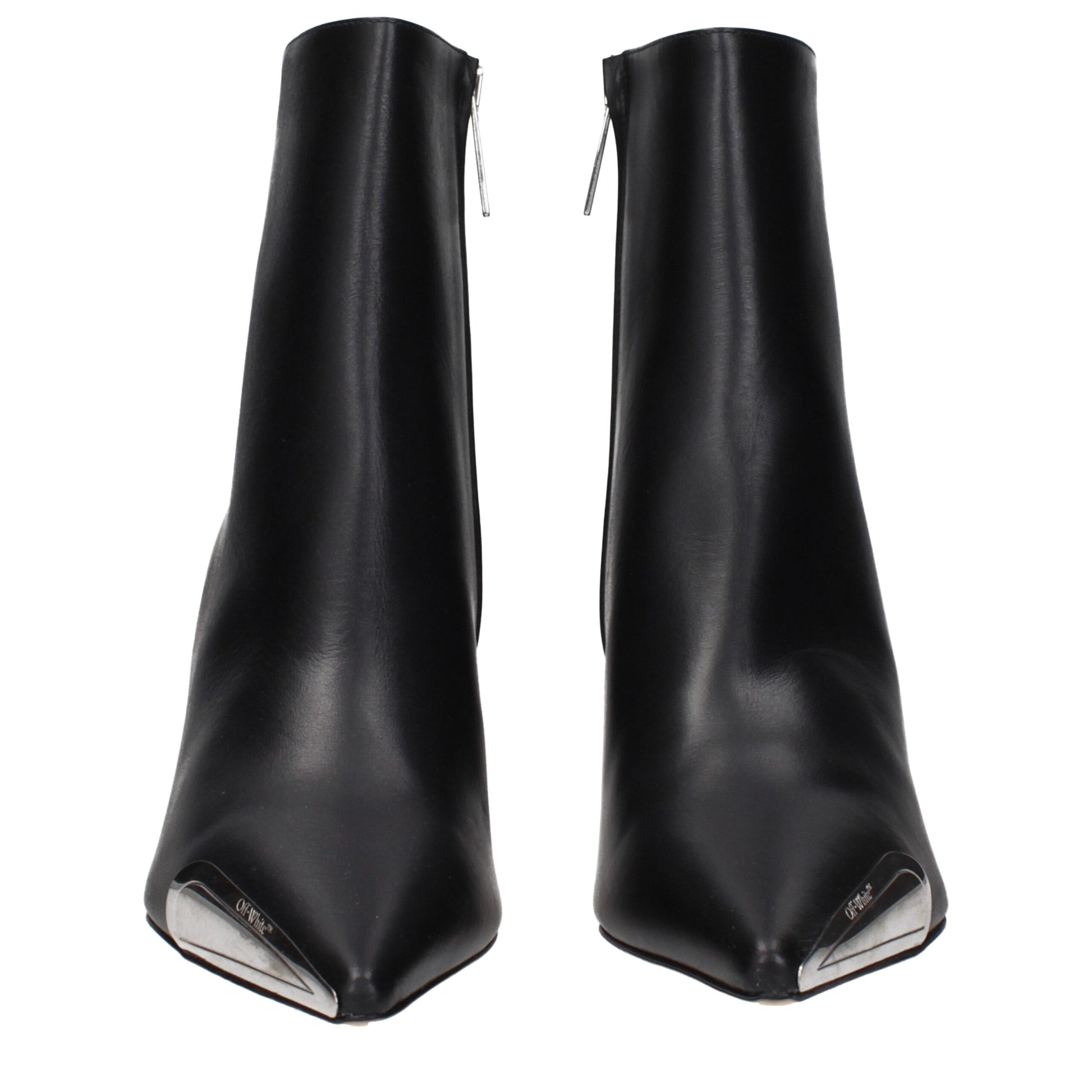 Off-White Black Leather Ankle Boots Off-White