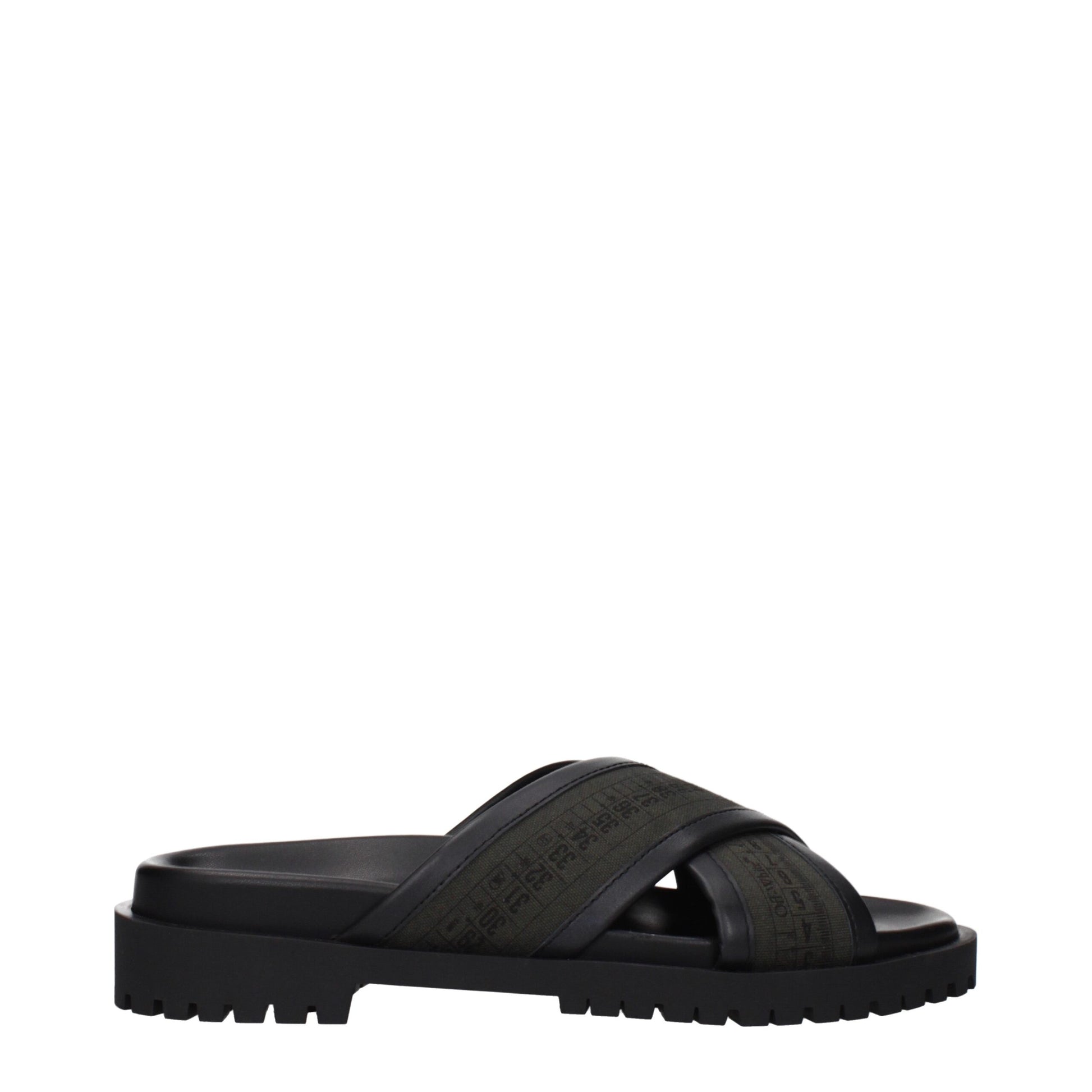 Off-White Green Fabric Flat Sandals Off-White