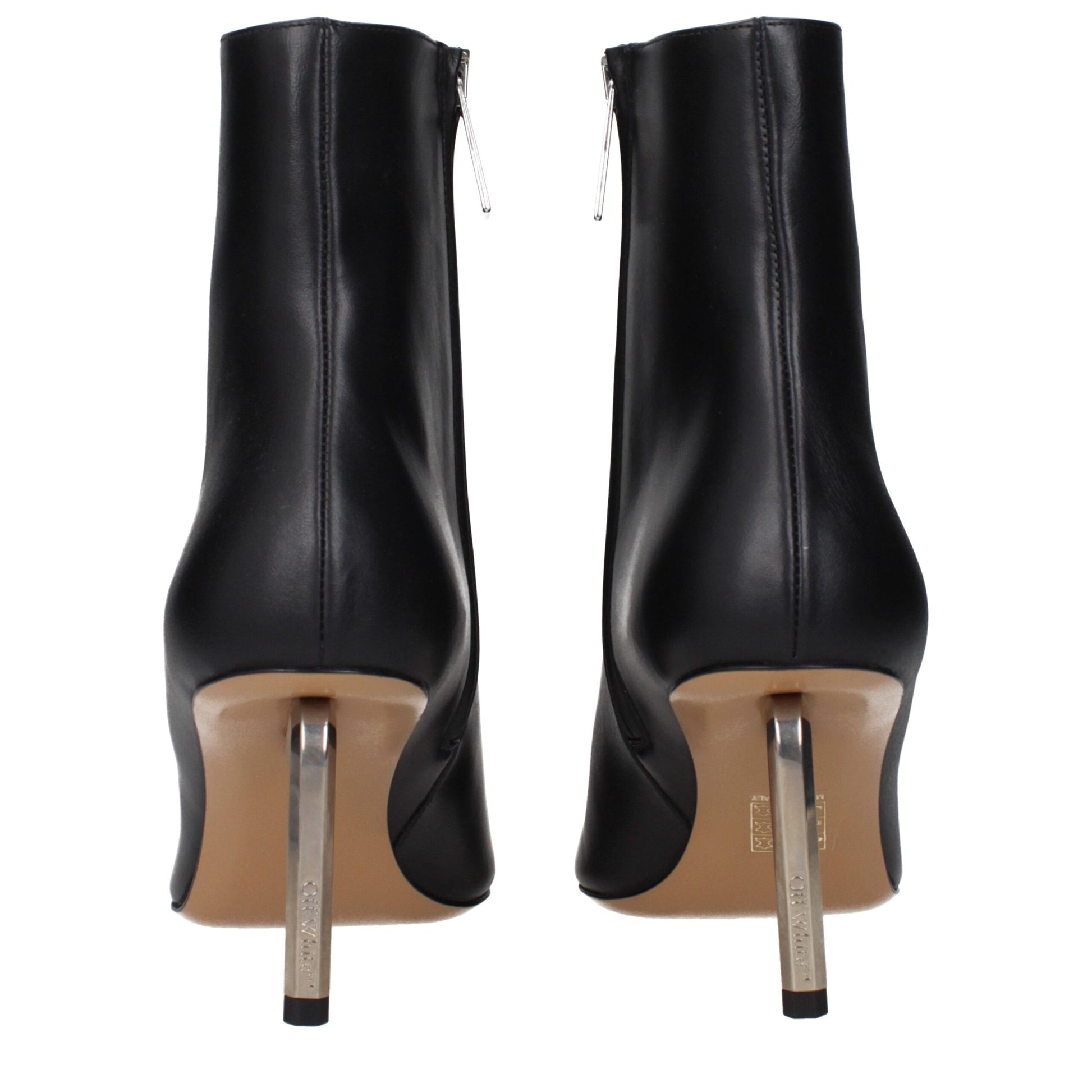 Off-White Black Leather Ankle Boots Off-White