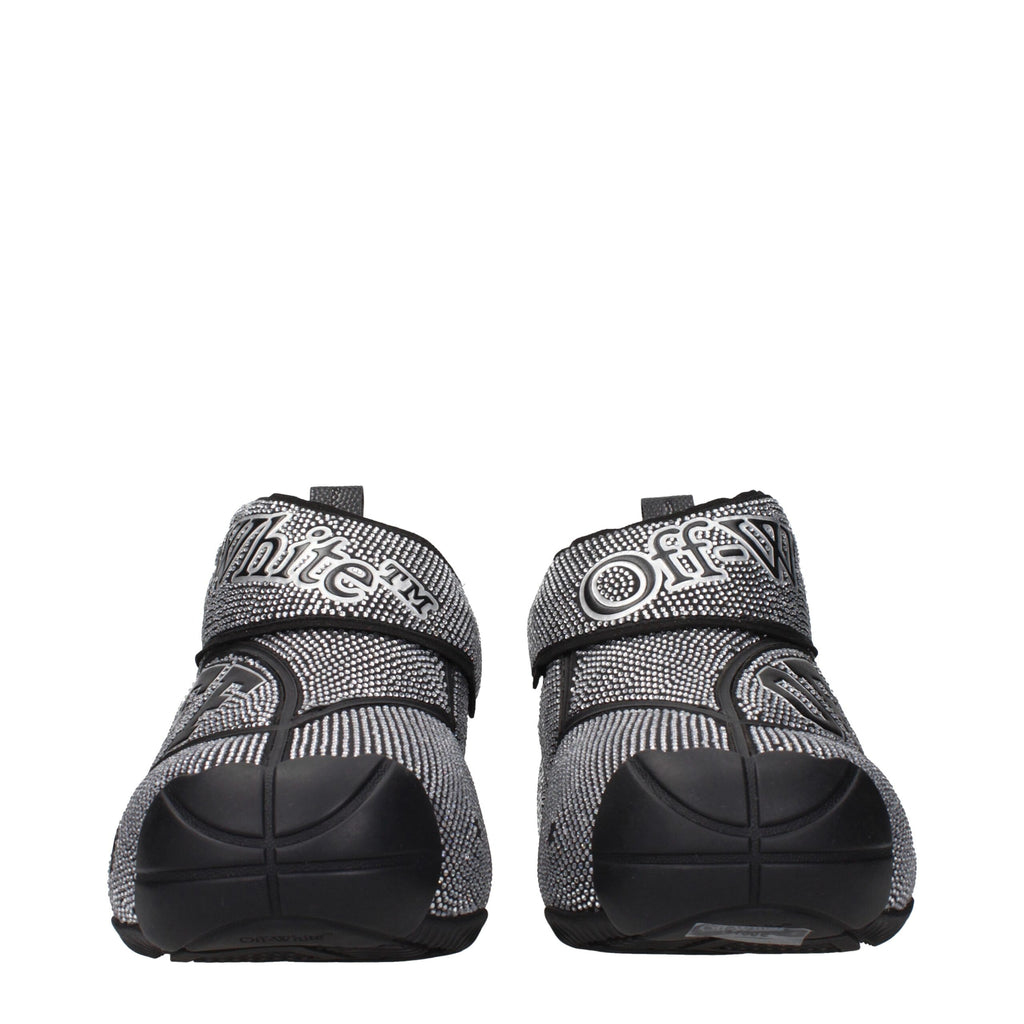 Off-White black cotton sneakers with white details and logo, casual athletic footwear for everyday wear.
