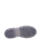 Off-White transparent PVC ankle boots with clear glossy finish and sleek silhouette, stylish and modern footwear.