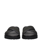 Off-White green fabric flat sandals with open toe and ankle strap, showcasing stylish and comfortable footwear design.