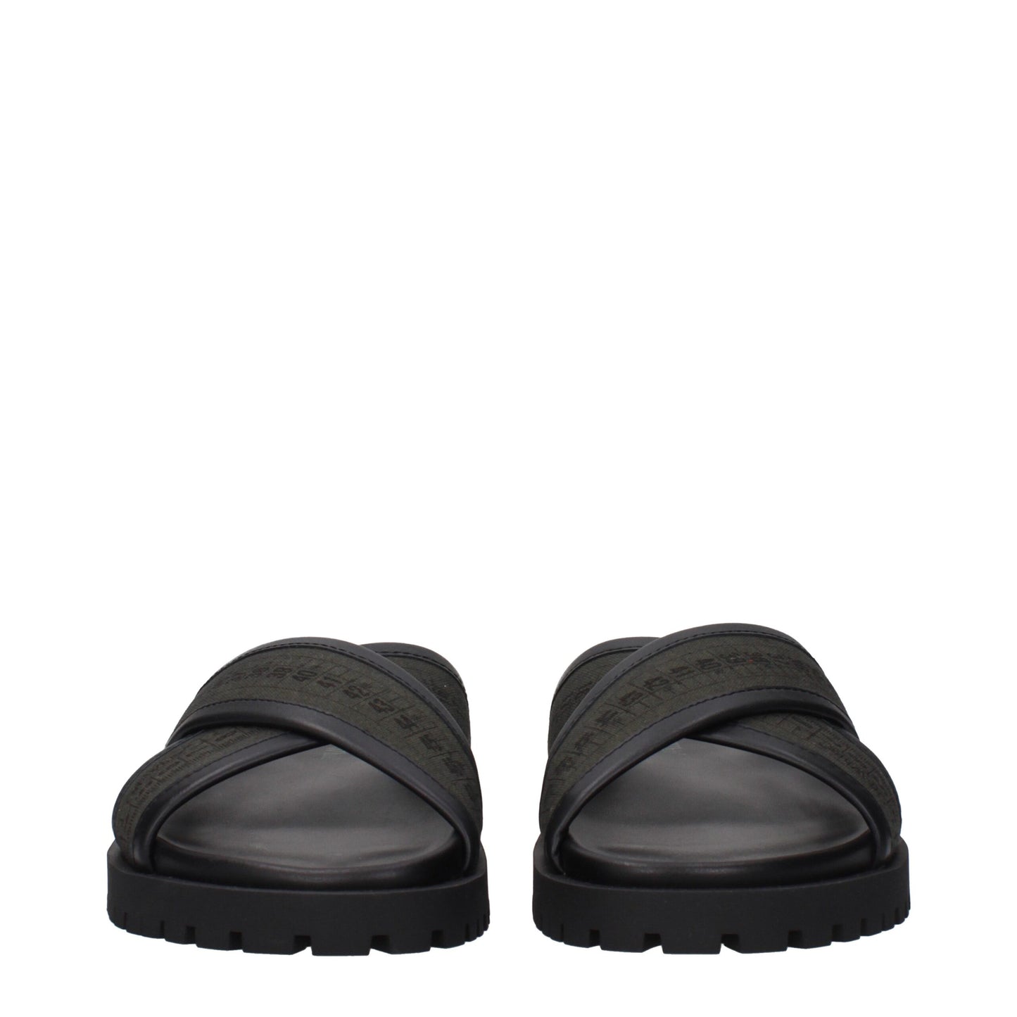 Off-White Green Fabric Flat Sandals Off-White