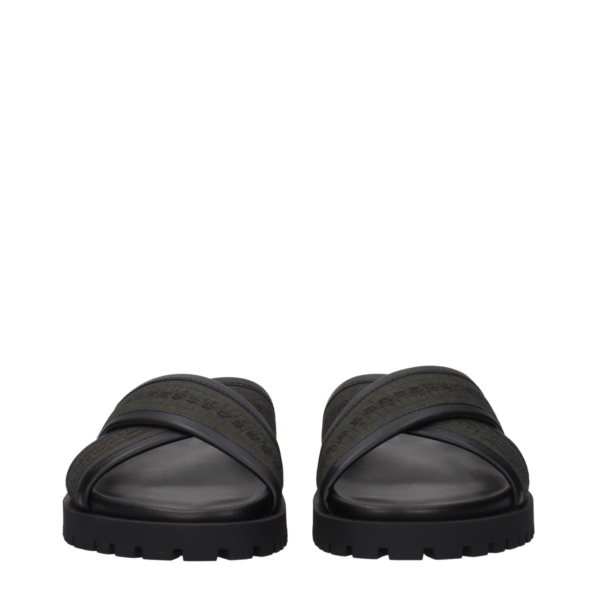 Off-White Green Fabric Flat Sandals Off-White