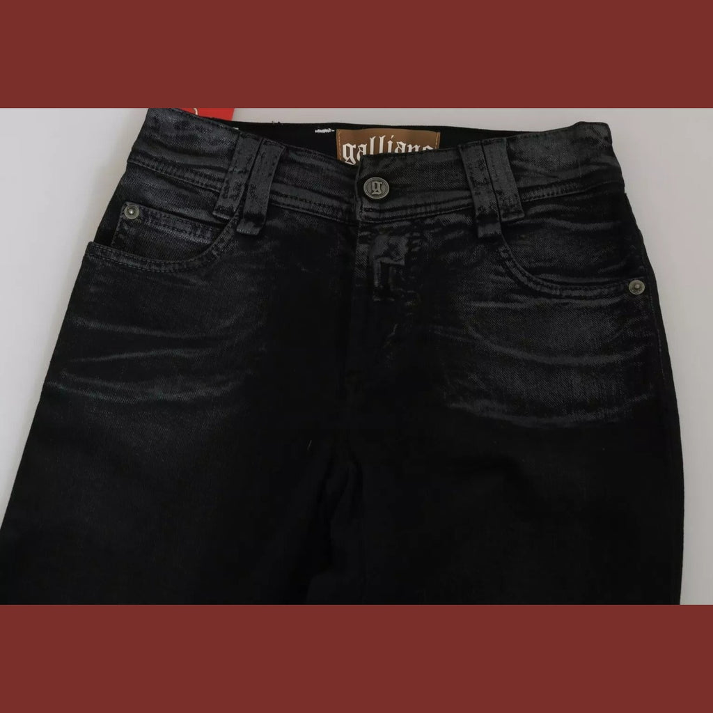 John Galliano Black Washed High Waist Flared Denim Casual Pants Jeans