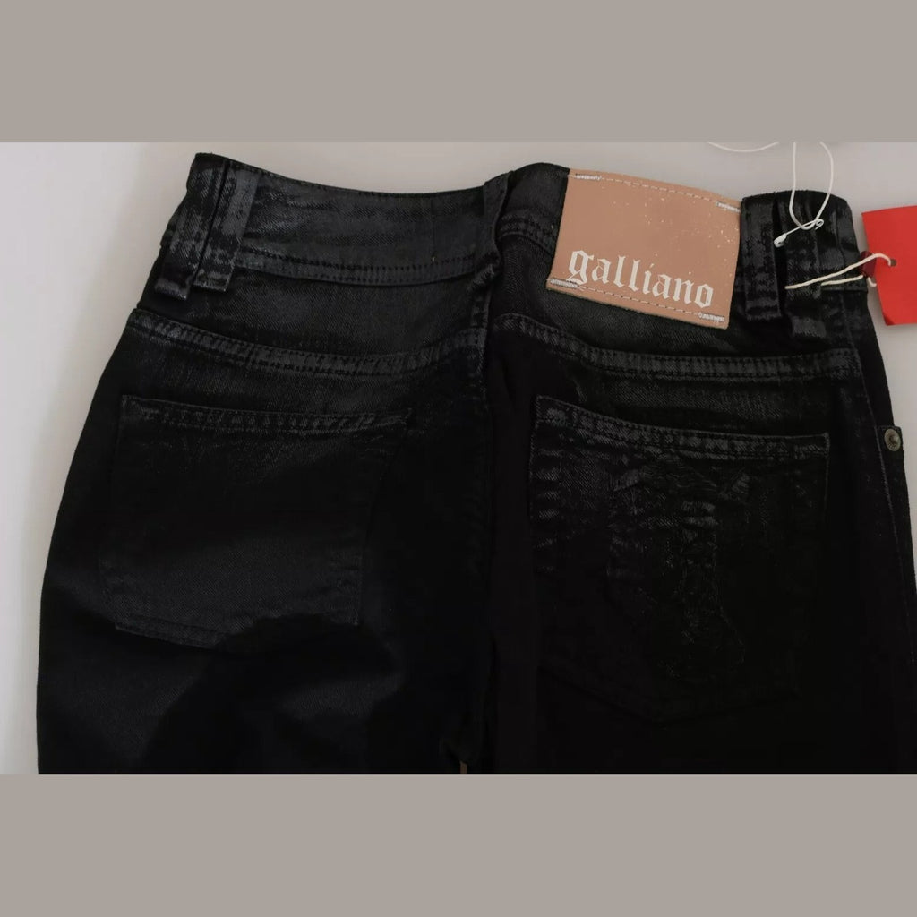 John Galliano Black Washed High Waist Flared Denim Casual Pants Jeans
