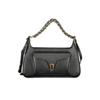 Coccinelle Nero leather women's handbag with sleek design and double handles, showcasing elegant craftsmanship.