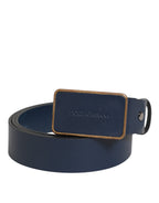 Dolce & Gabbana Blue Leather Classic Metal Logo Buckle Belt Dolce & Gabbana