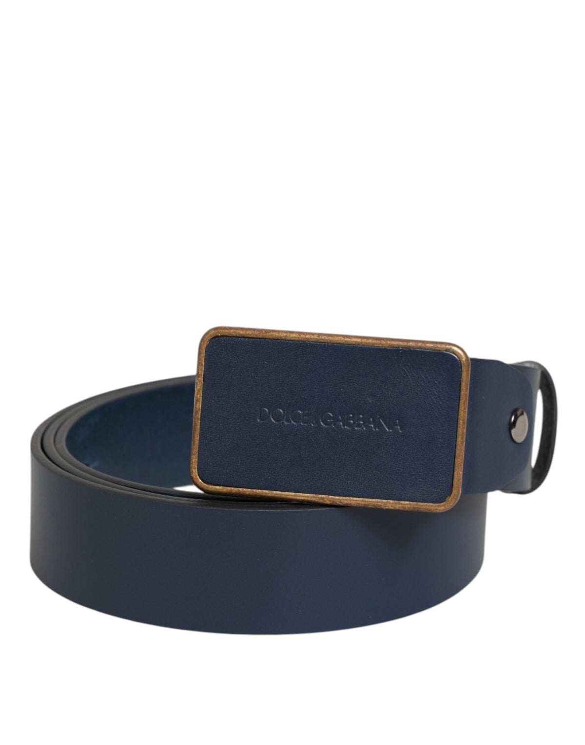 Dolce & Gabbana Blue Leather Classic Metal Logo Buckle Belt Dolce & Gabbana