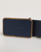 Dolce & Gabbana Blue Leather Classic Metal Logo Buckle Belt Dolce & Gabbana