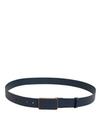 Dolce & Gabbana Blue Leather Classic Metal Logo Buckle Belt Dolce & Gabbana