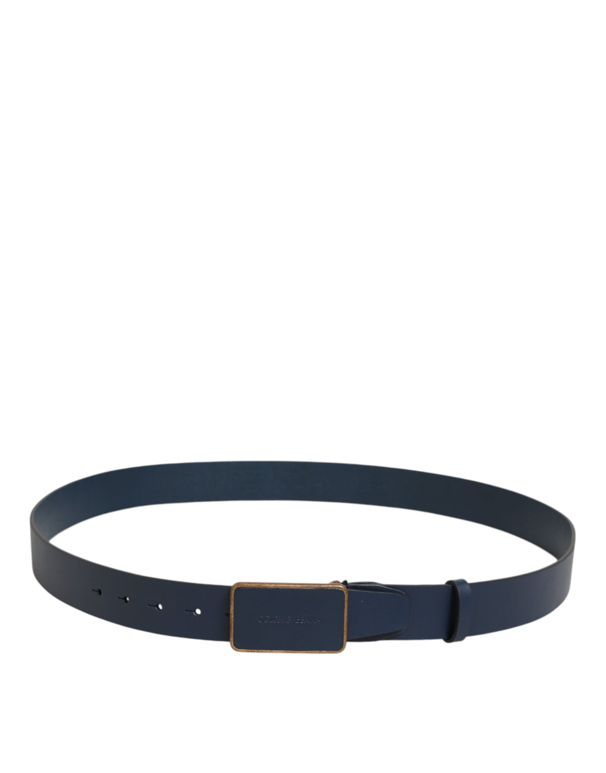 Dolce & Gabbana Blue Leather Classic Metal Logo Buckle Belt Dolce & Gabbana