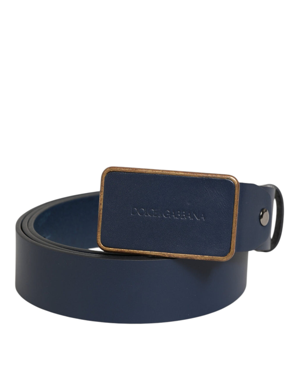 Dolce & Gabbana Blue Leather Classic Metal Logo Buckle Belt Dolce & Gabbana