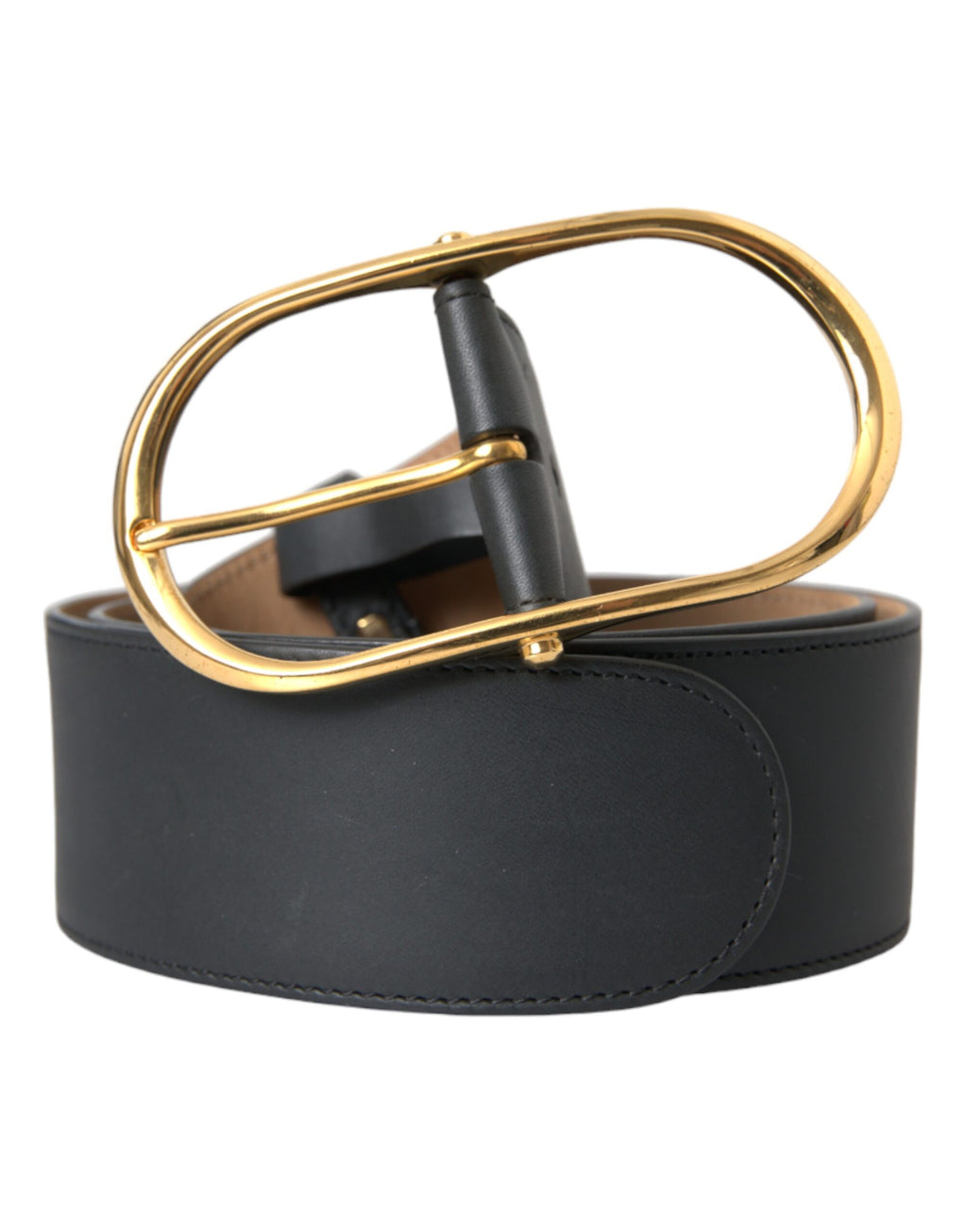 Dolce & Gabbana Black Leather Classic Metal Oval Buckle Belt - Eljoys Fashion 