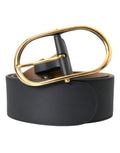 Dolce & Gabbana Black Leather Classic Metal Oval Buckle Belt - Eljoys Fashion 