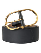 Dolce & Gabbana Black Leather Classic Metal Oval Buckle Belt - Eljoys Fashion 