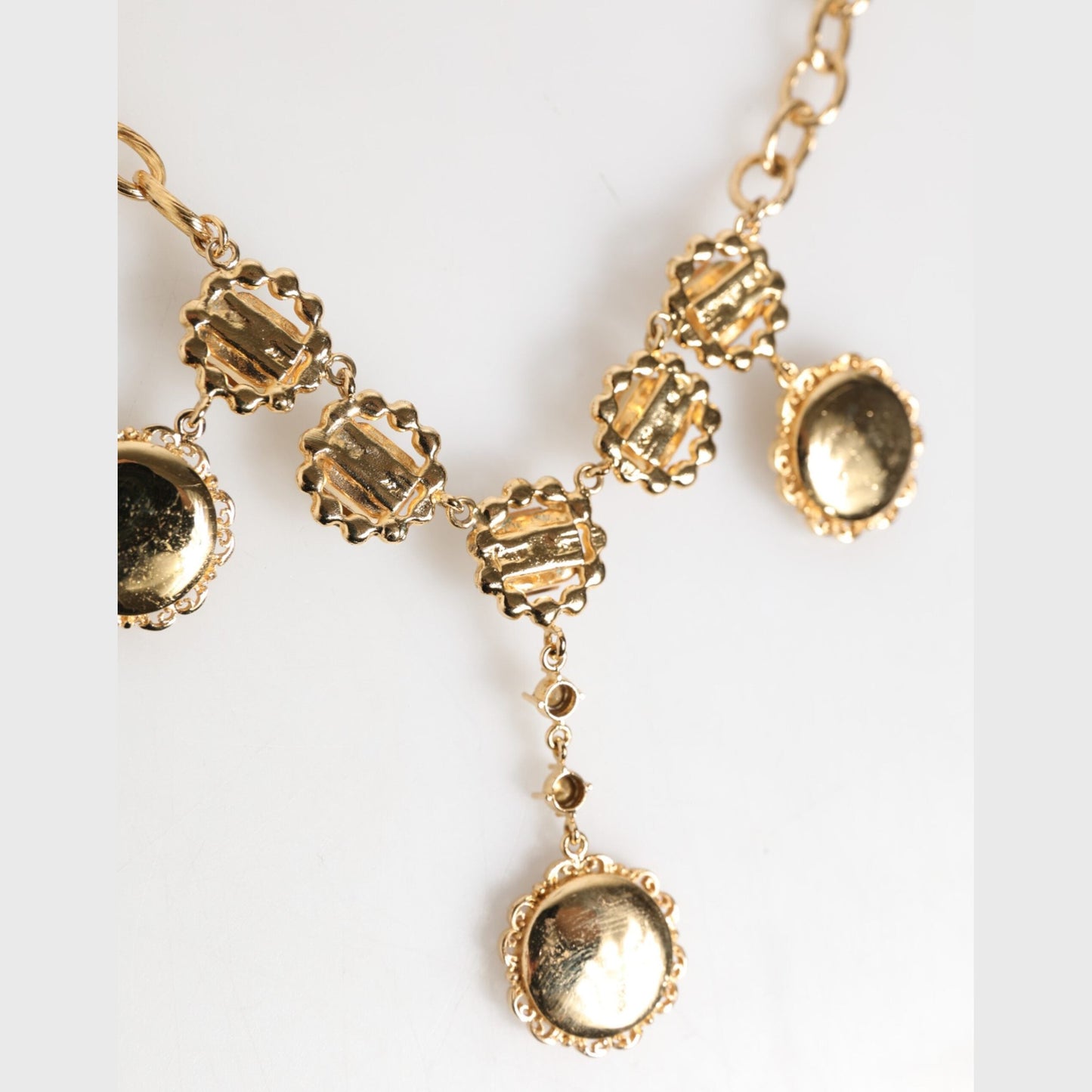 Dolce & Gabbana Gold Crystal Clock Pendant Statement Jewelry Necklace