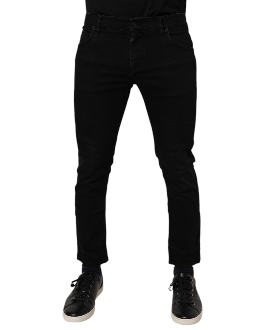 Dolce & Gabbana Black Cotton Stretch Skinny Men Denim Jeans - Eljoys Fashion 