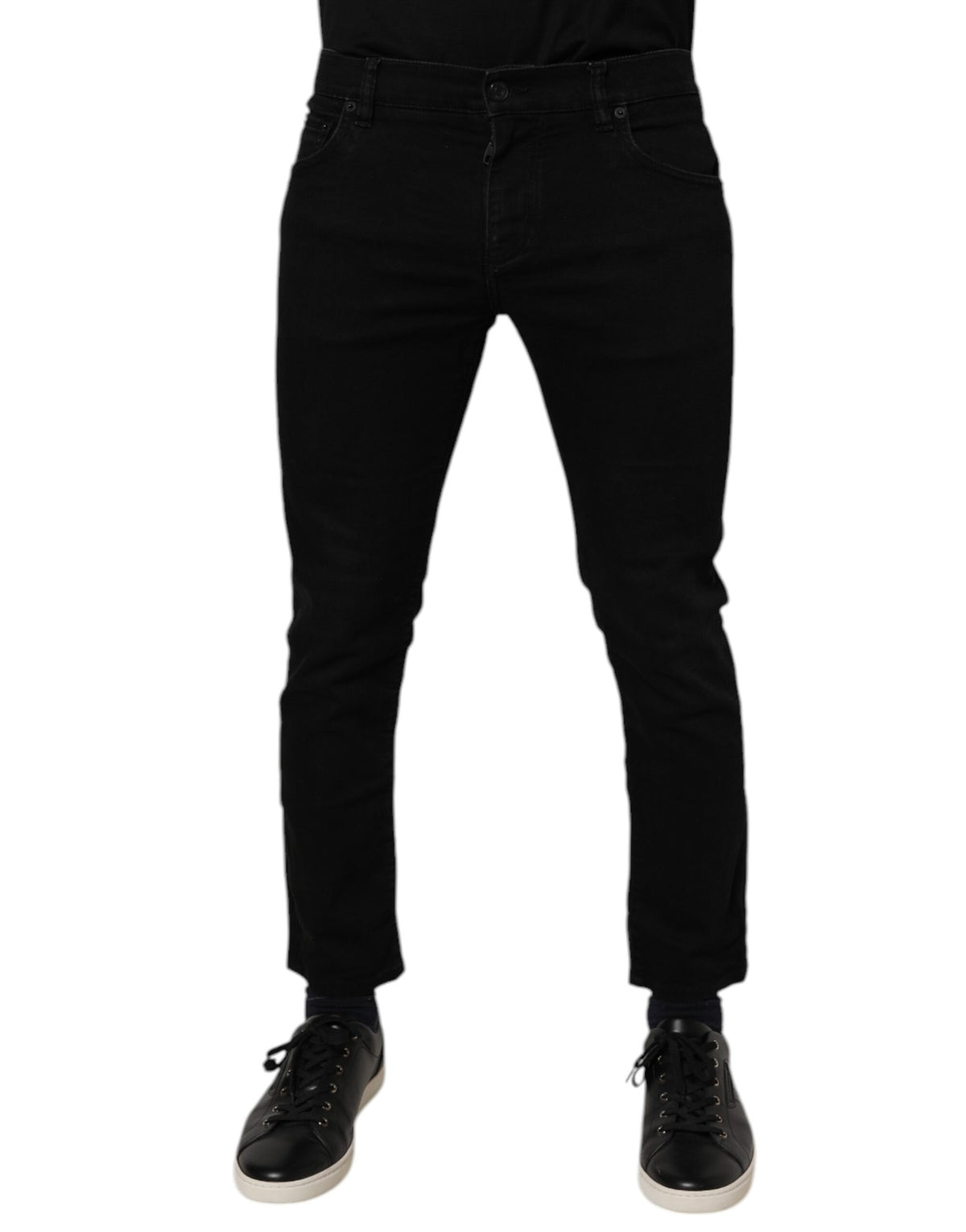 Dolce & Gabbana Black Cotton Stretch Skinny Men Denim Jeans - Eljoys Fashion 
