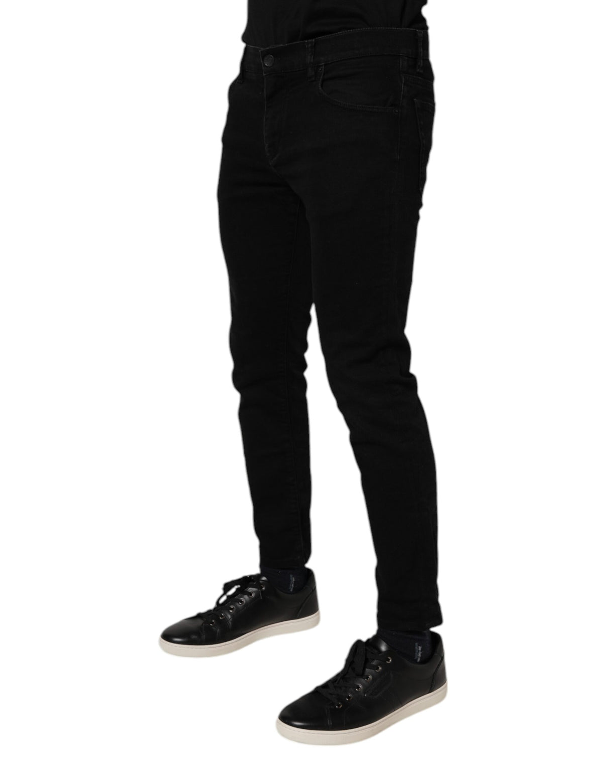 Dolce & Gabbana Black Cotton Stretch Skinny Men Denim Jeans - Eljoys Fashion 