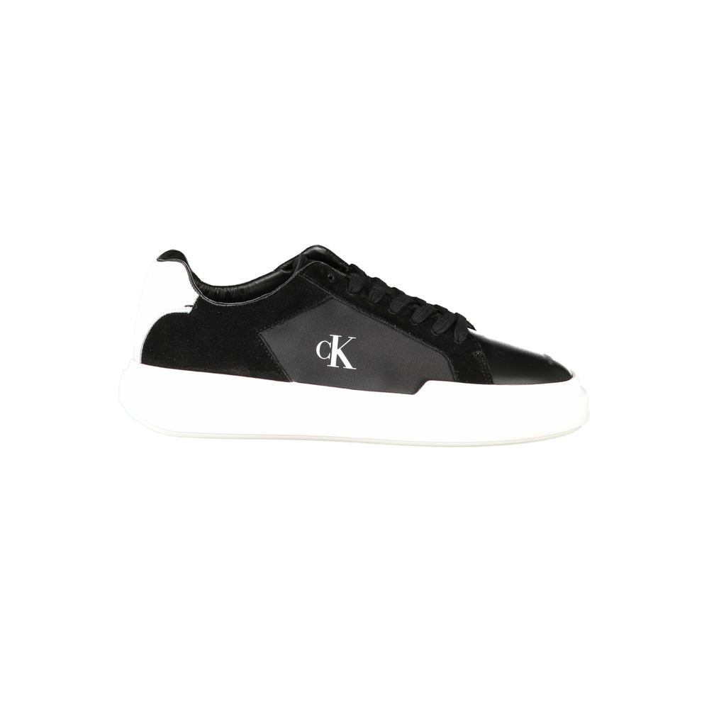 Calvin Klein Nero leather men's sneaker with sleek design, white sole, and minimalist style for casual wear.