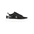 Calvin Klein black polyurethane men's sneaker with sleek design and lace-up closure, stylish casual footwear.