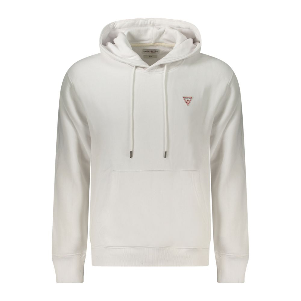 White Guess Jeans organic cotton men's sweatshirt with a casual fit and crew neck, featuring the Guess logo on the front.