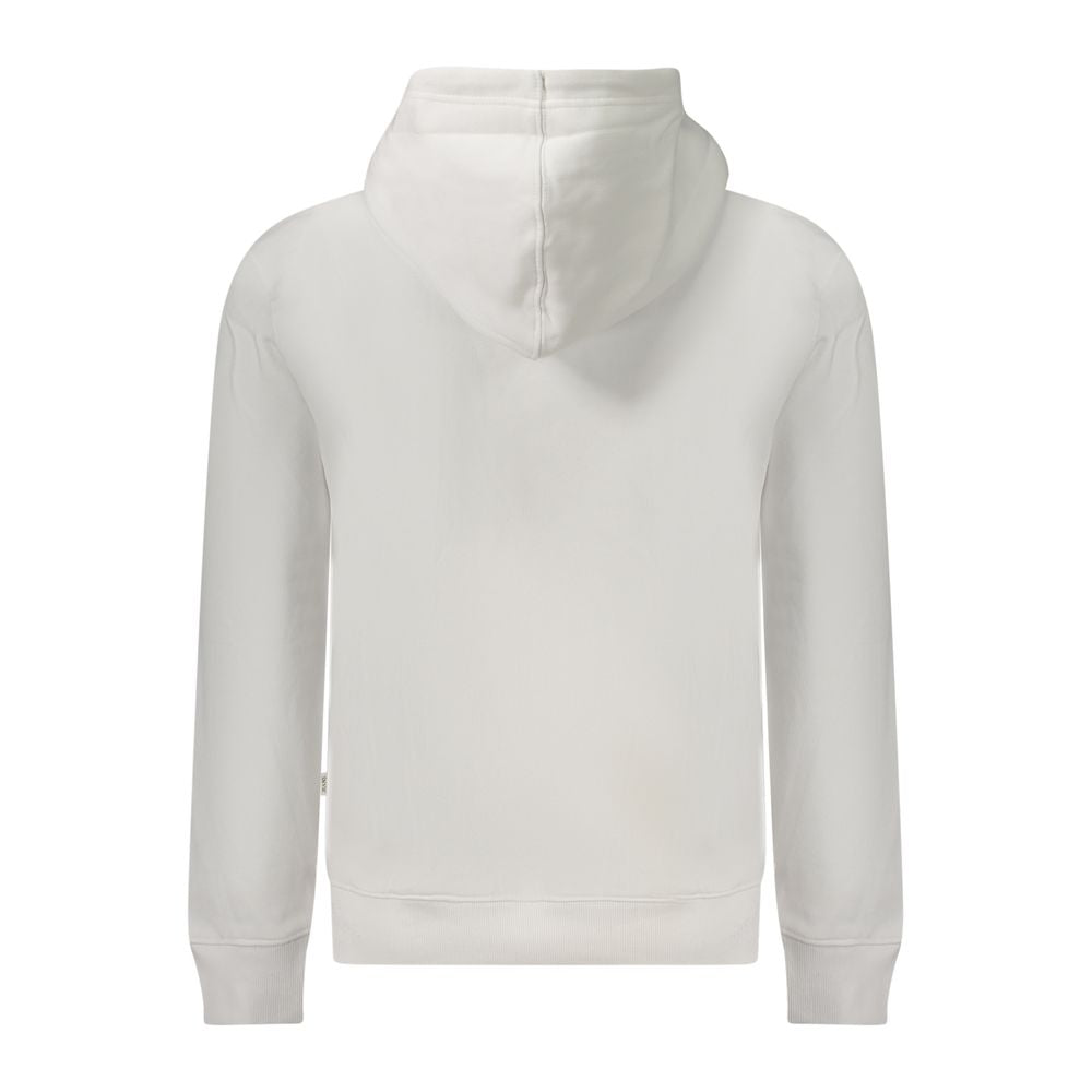 Guess Jeans white organic cotton men's sweatshirt with a crew neck and long sleeves, casual and comfortable fit.