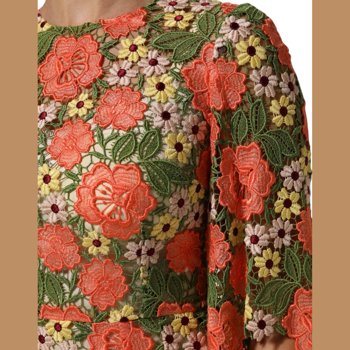 Dolce & Gabbana Multicolor Floral Embroidery Aline Mini Dress