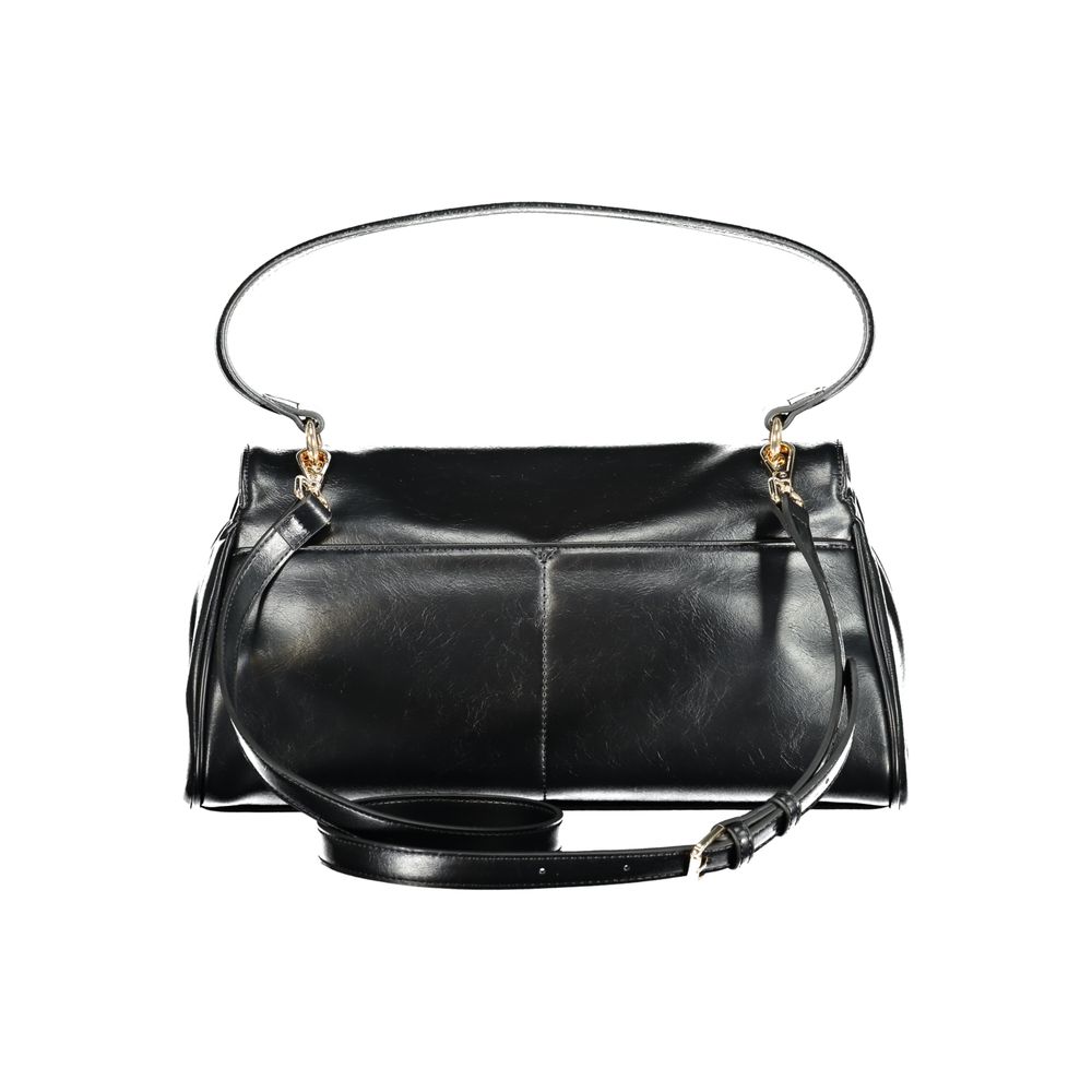 Black Twinset polyurethane women's handbag with sleek design, top handle, and subtle branding, perfect for stylish everyday use.