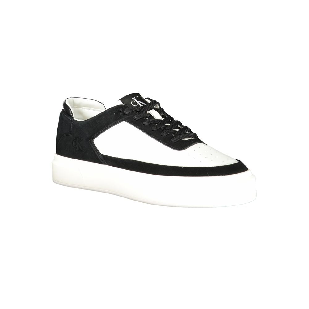 Calvin Klein Bianco polyurethane men's sneaker featuring a sleek white design and casual laces.