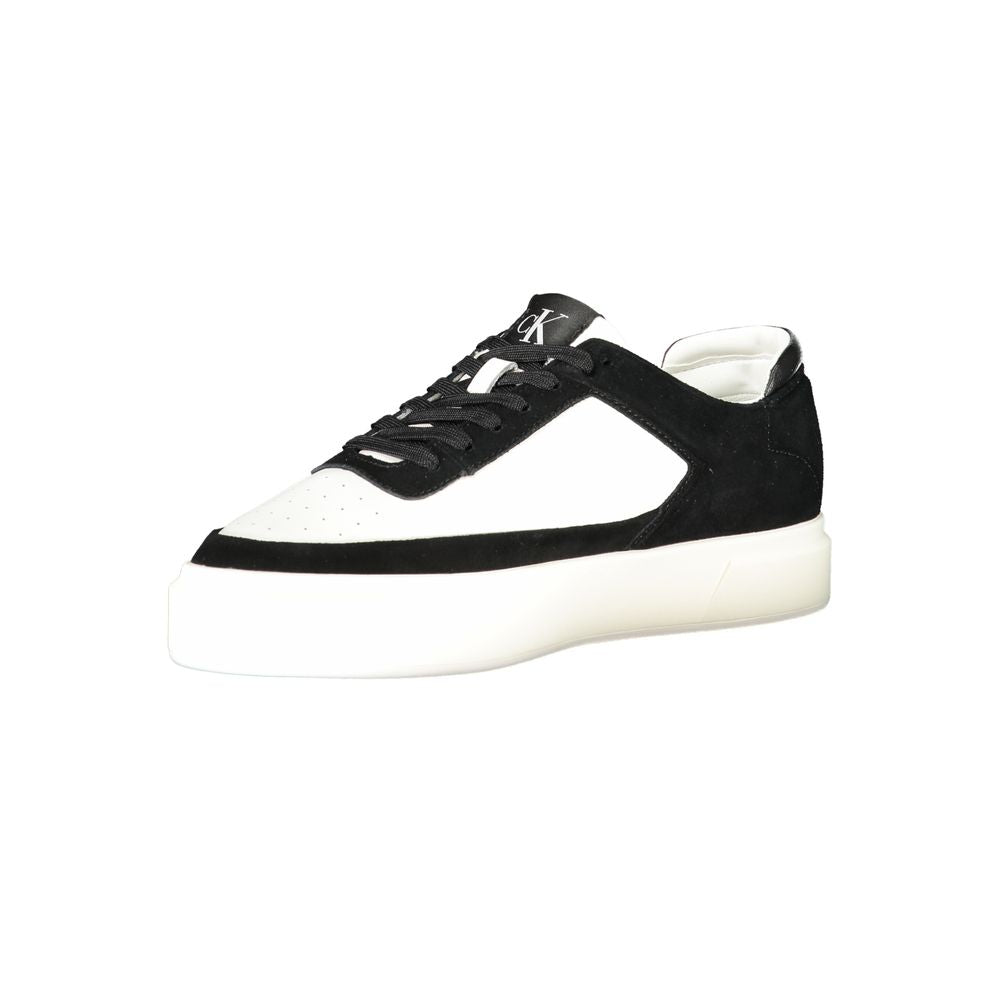 Calvin Klein Bianco men's polyurethane sneakers with white laces and minimalist design, suitable for casual wear.