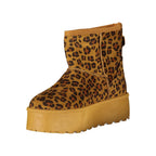 Laura Biagiotti brown polyester women's ankle boots with block heels and side zipper, stylish and comfortable footwear.
