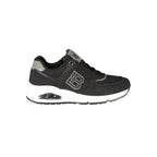 Black Laura Biagiotti women's sneaker with polyurethane upper, featuring a sleek design and comfortable sole.