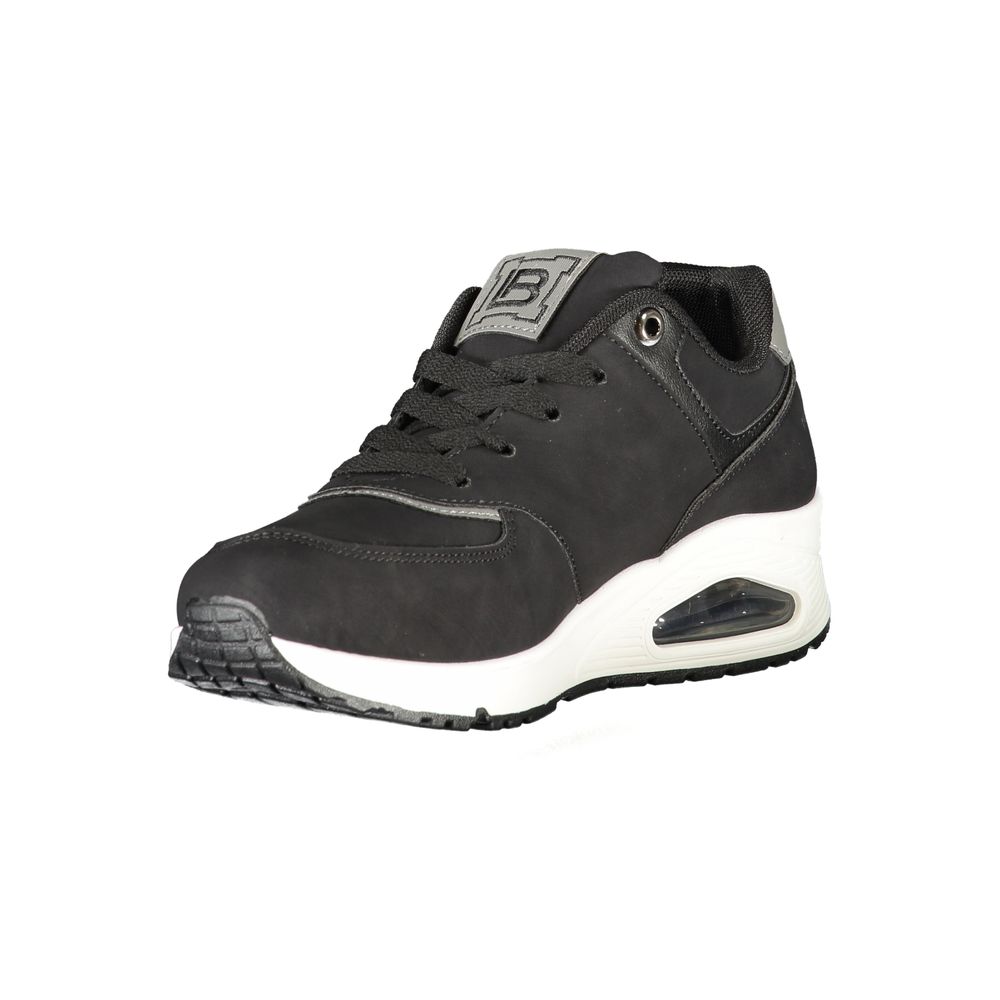 Black Laura Biagiotti women’s sneaker made of polyurethane, featuring a sleek design and comfortable fit.
