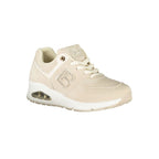 Laura Biagiotti beige polyurethane women's sneaker with white sole and sporty design, casual footwear for everyday wear.