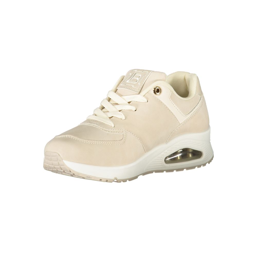 Beige Laura Biagiotti women's polyurethane sneakers with white soles, stylish and comfortable footwear for casual wear.