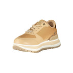 Laura Biagiotti brown polyurethane women's sneaker with white sole and lace-up design, stylish and comfortable casual footwear.